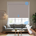 Motorized Roller Blinds with Remote, 100% Blackout Automatic Roller Shades for Bedroom, Bathroom, and Living Room, Customized Size, Woven Tapestry Brown