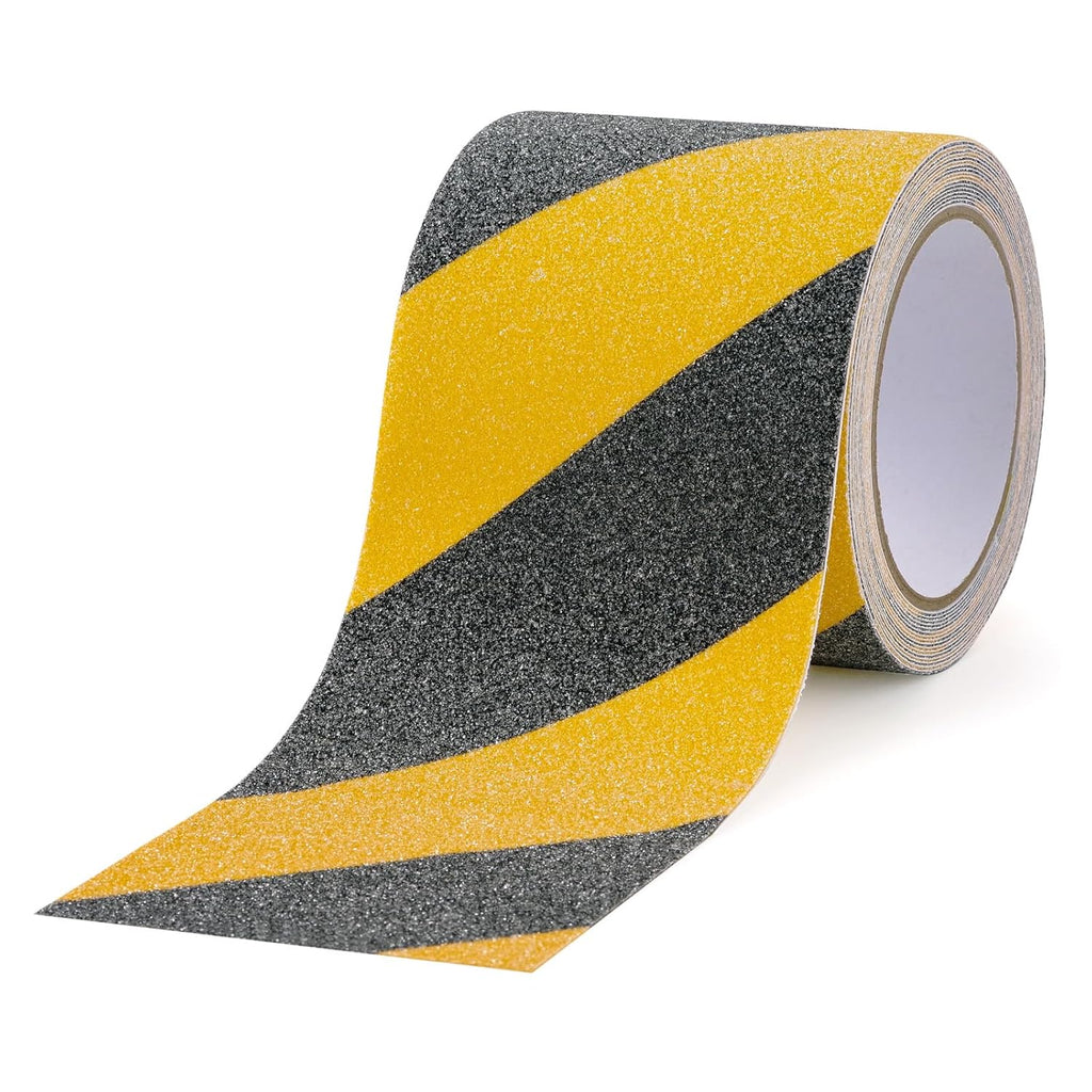 Anti Slip Tape 4" x 16.4 Ft Black and Yellow Heavy Duty Waterproof Grip Tape, High Traction Non-Skid Adhesive Roll for Stair Steps, Wood, Concrete Floors, Staircases, Outdoor/Indoor Use