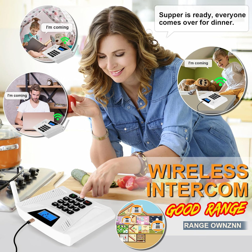 Intercoms Wireless for Home Hands Free, 2024 Upgraded Intercom 5300ft with Automatic Answer, 9 Channel Full Duplex Home Intercom System Fit for Hospital Business House(6 Packs White) ﻿