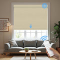 Motorized Roller Blinds with Remote, 100% Blackout Automatic Roller Shades for Bedroom, Bathroom, and Living Room, Customized Size, Morning Beige