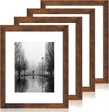 iRahmen 11x14 Picture Frame Set of 4 with Tempered Glass, Rustic Frame Display 8x10 Pictures with Mat or 11 x 14 Without Mat, Wooden Photo Frames for Wall Mounting