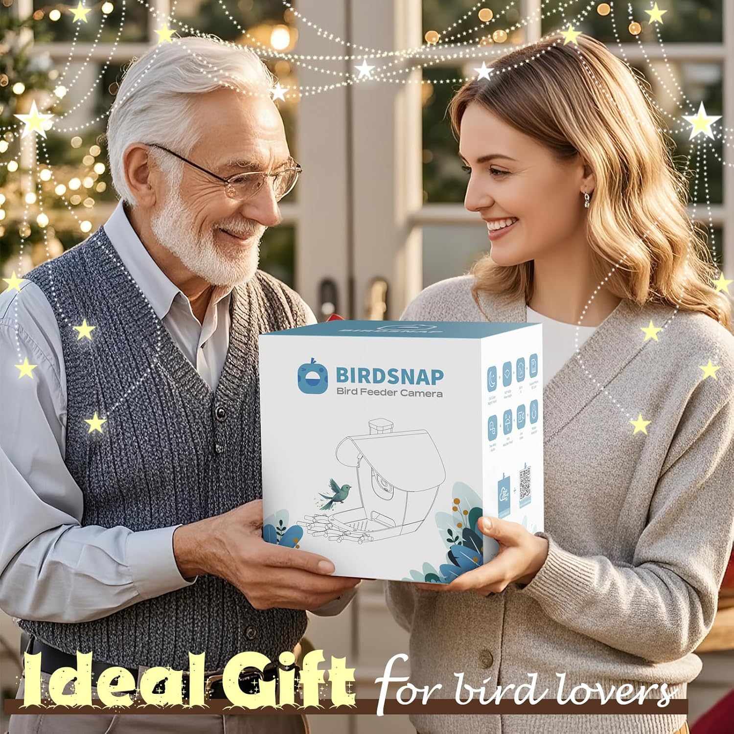 birdsnap® P33 - Smart Bird Feeder with Camera Solar Powered, 2K Video Bird Camera Feeder Live with 32GB Card, AI Identify Feather Species, Auto Record in Backyard, Ideal Gift for Birds Lover