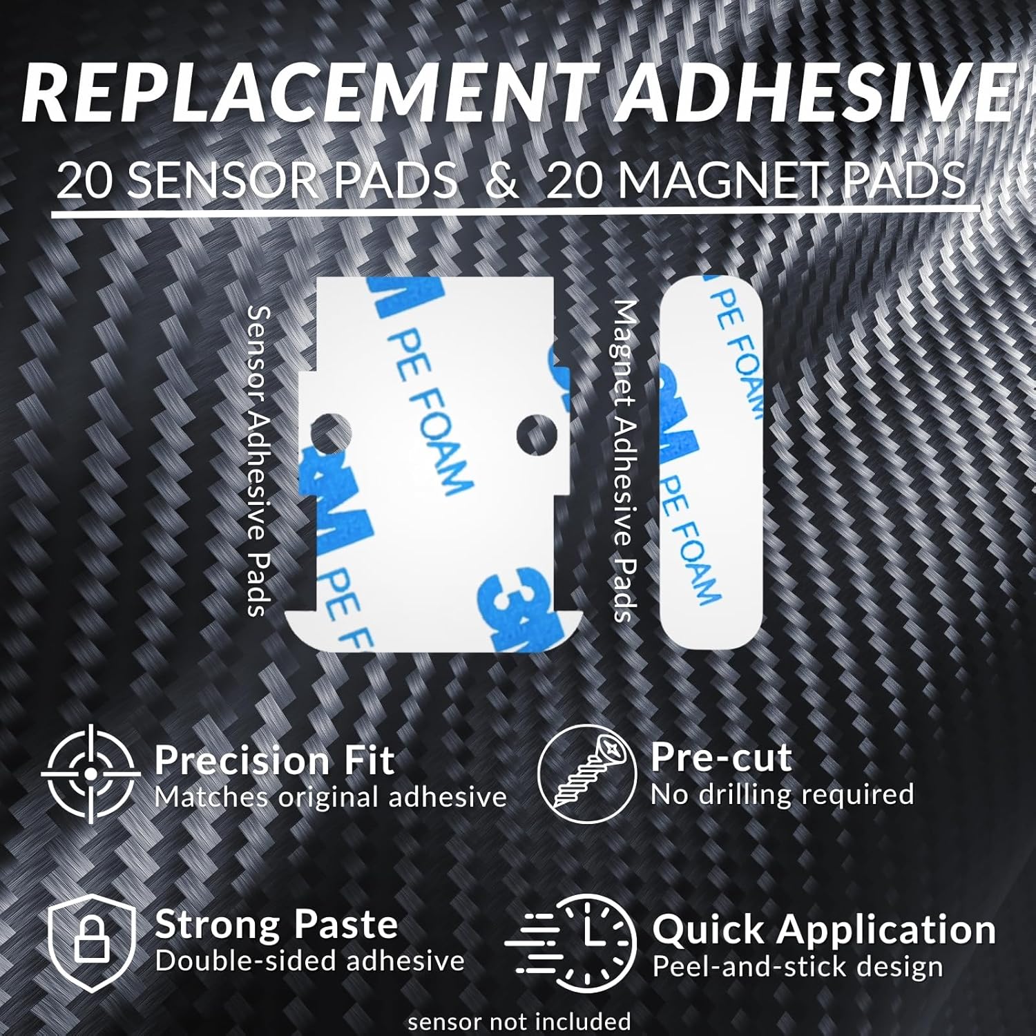 Safe Entry Sensors Replacement Adhesive Strips for SimpliSafe – Pre-Cut Replacement Tape for Sensors & Magnets | No Cutting Needed, Residue-Free Removal | Pack of 20 Sensor Pads & 20 Magnetic Pads