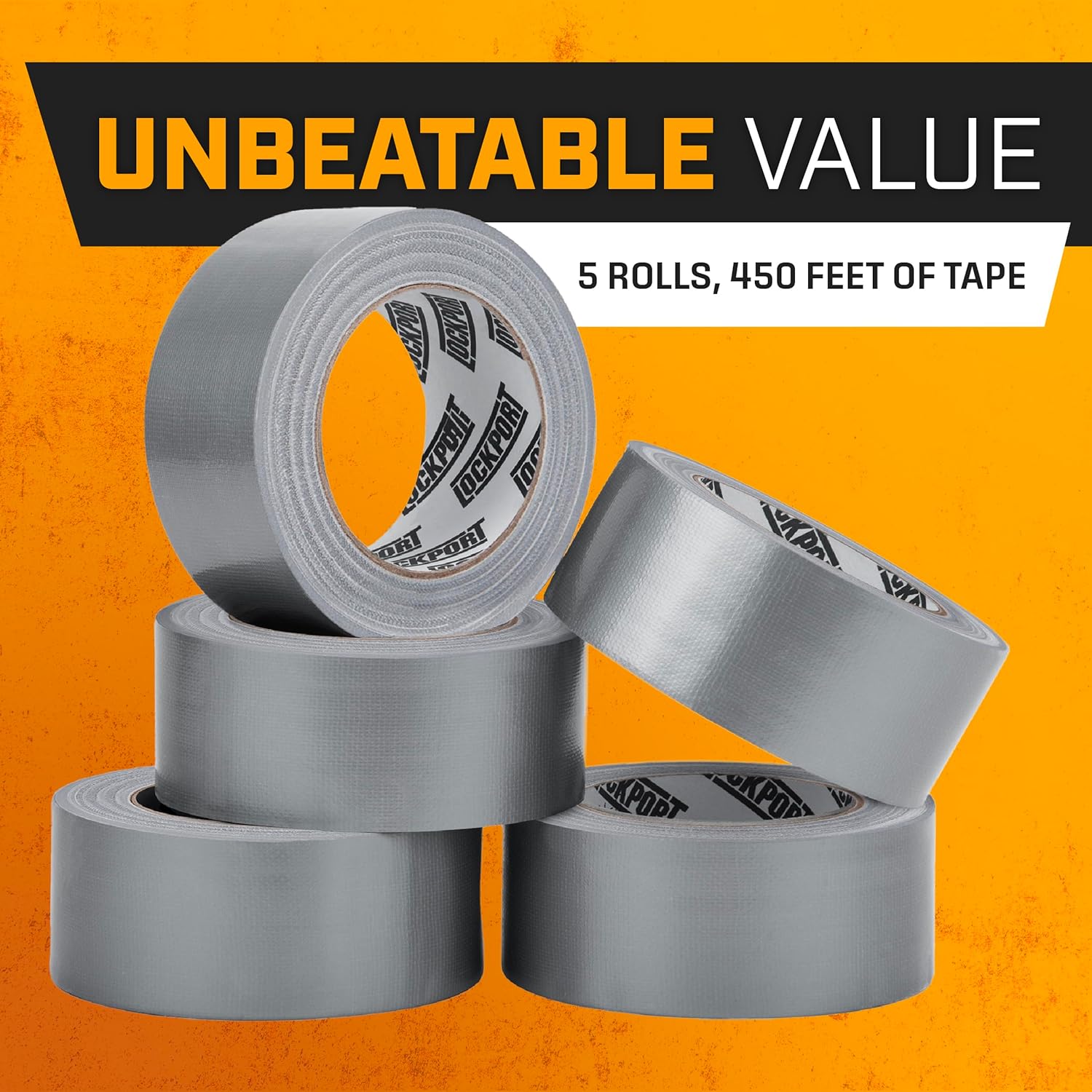 Lockport 5 Pack Duct Tape Heavy Duty Waterproof, Strong Adhesive Silver Duct Tape Bulk for Indoor Outdoor Repairs, Tear by Hand - 30 Yards x 2 Inch