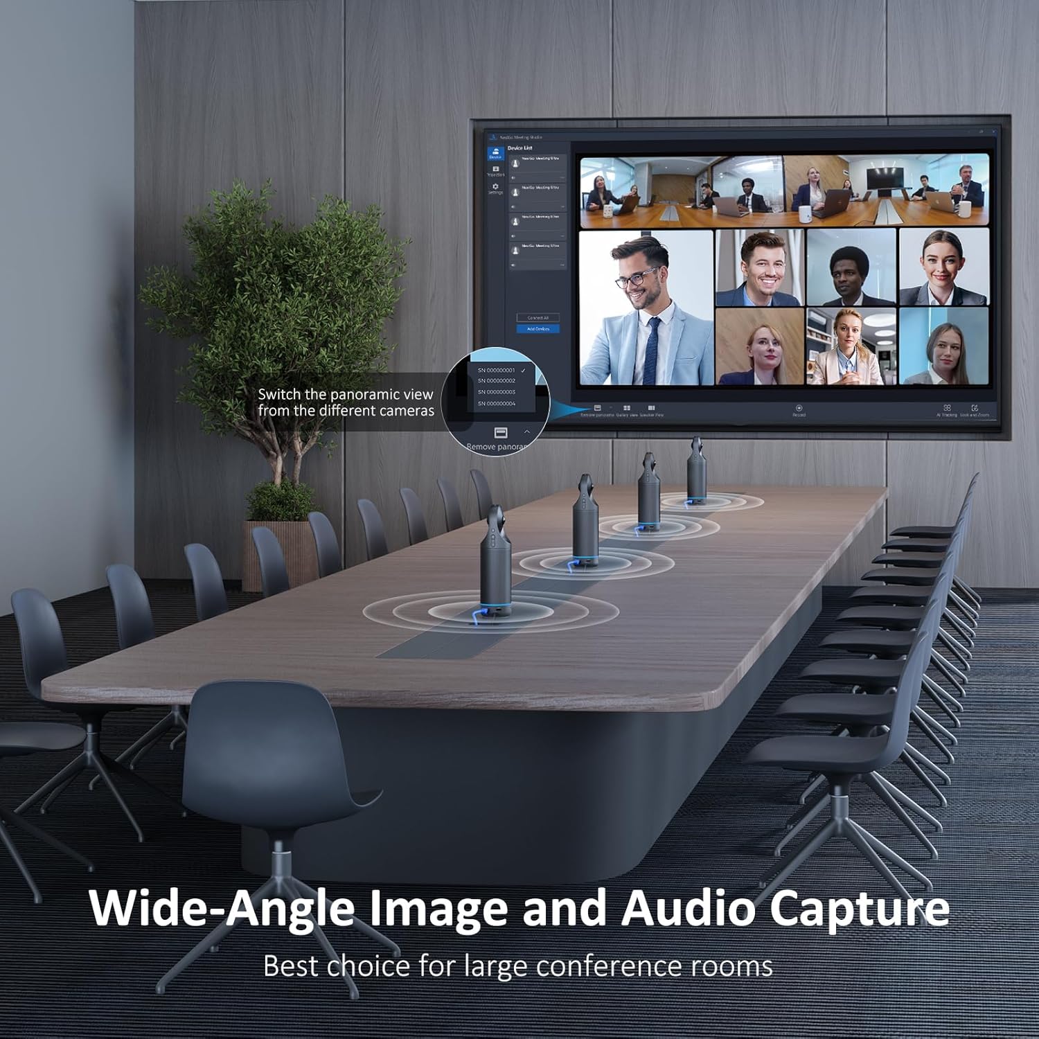 NexiGo Meeting 360 Ultra (Gen 3), Enhanced All-in-One Conference Camera System, Multi-Camera Setup, 8K Capture, AI-Powered Framing and Auto Tracking, for Medium to Large Meeting Rooms