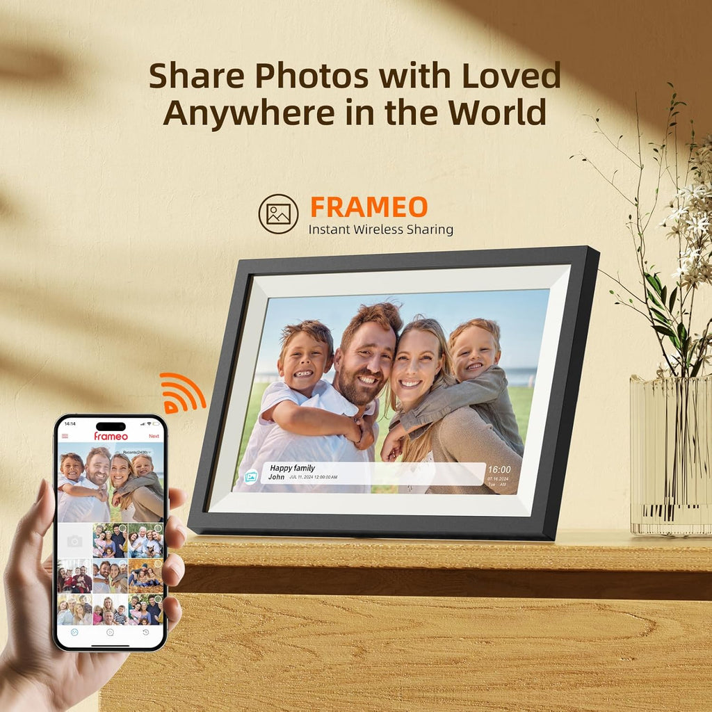 Digital Photo Frame,10.1 Inch Frameo Digital Picture Frame, 1280x800 IPS LCD Touch Screen,Auto-Rotate,16GB, Supports SD Cards,Share Moments Instantly via Frameo App from Anywhere,Gifts for Your Loves