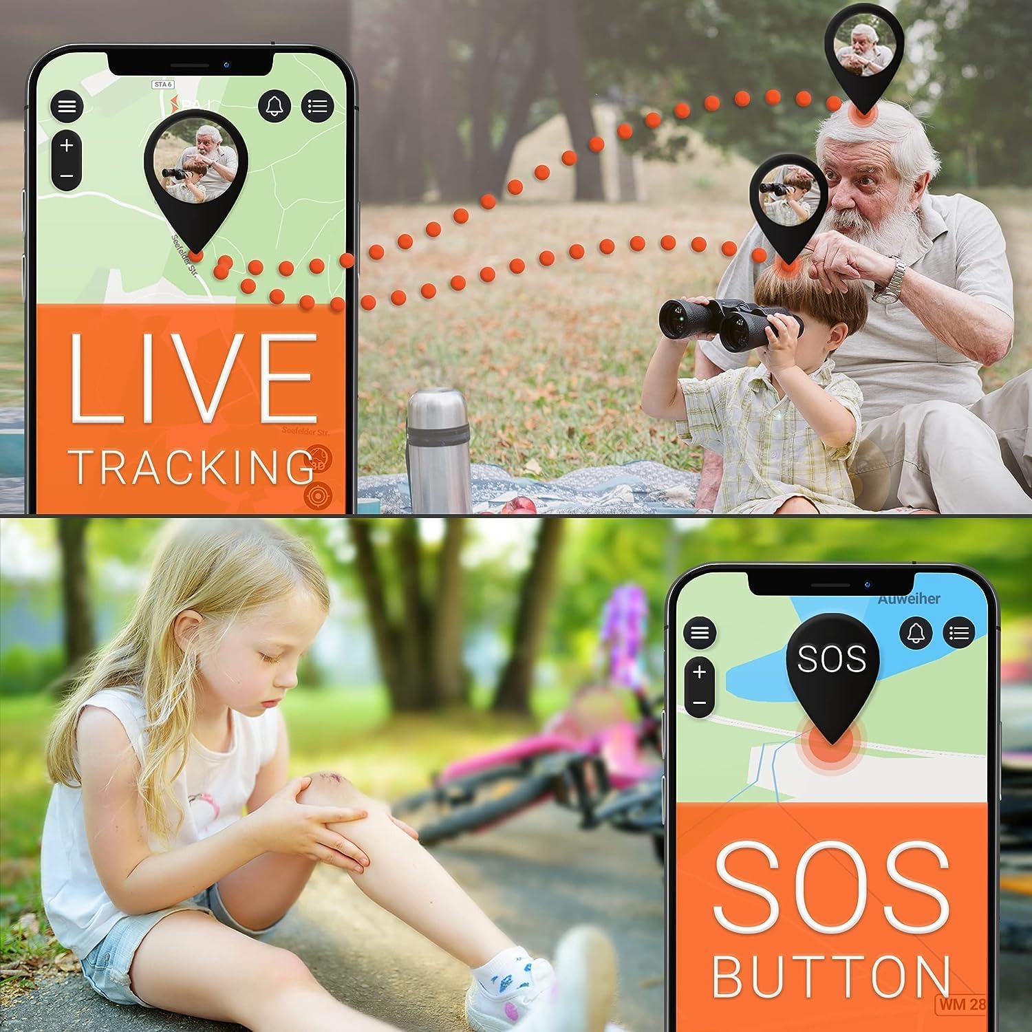 PAJ GPS Easy Finder – Human Tracking Device, GPS Tracker for Kids, Elderly, Seniors, Dementia, Alzheimer, up to 14 Days Battery Life, Real Time GPS Tracker, SOS Emergency Button & Shutdown Alarm