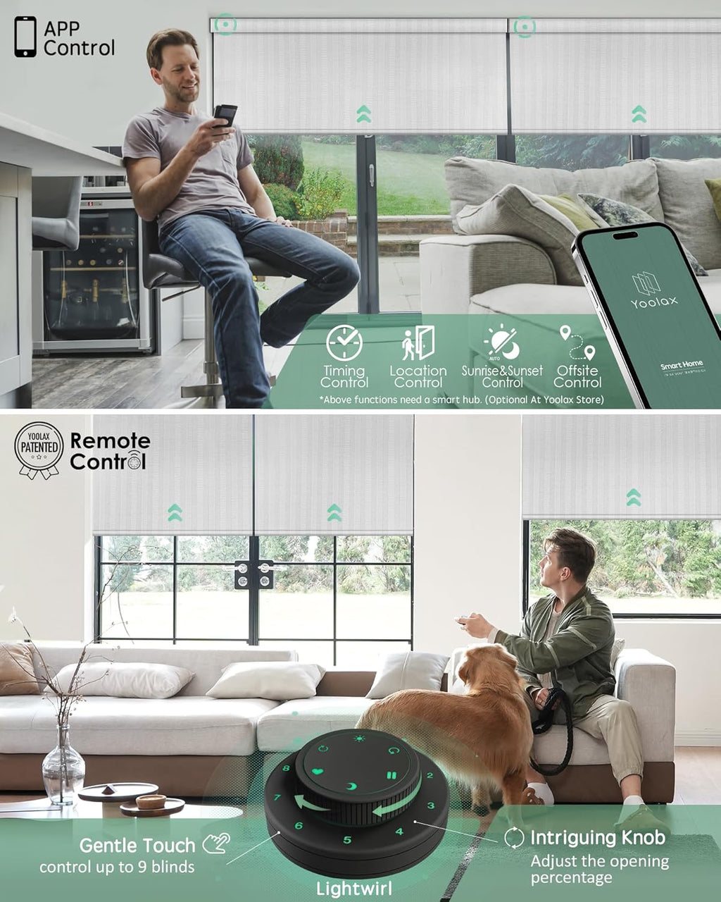 Yoolax Motorized Blinds with Remote, Smart Blinds for Windows Blackout Automatic Shades Compatible with Alexa Remote Control Roller Window Shades with Valance, Custom Size (V-Jungle White)
