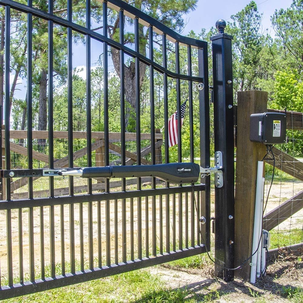 Mighty Mule Gate Opener, Solar and Smart Ready, Heavy Duty Automatic Gate Opener, Gates up to 18ft or 850lb, Single Gate Opener - Estate, Upgraded, MM571W-EST-A