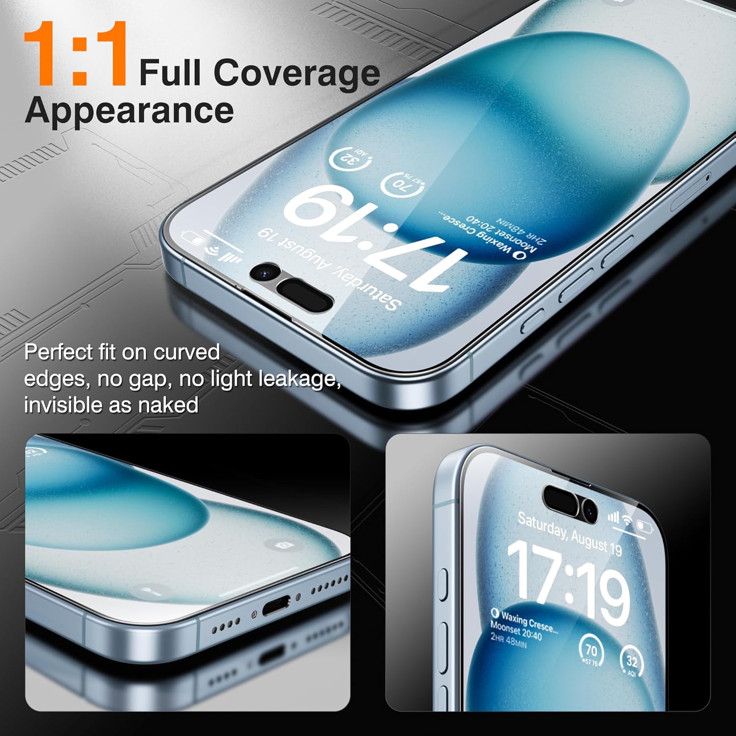 EZ-GLAZ- 4 Pack for iPhone 15 Privacy Screen Protector [6.1"] With 2 Pack Camera Lens Protector, 9H+ Hardness 12FT Military Grade Shatterproof Scratch Resistant Durable Tempered Glass Film with Flawless Fit Kit