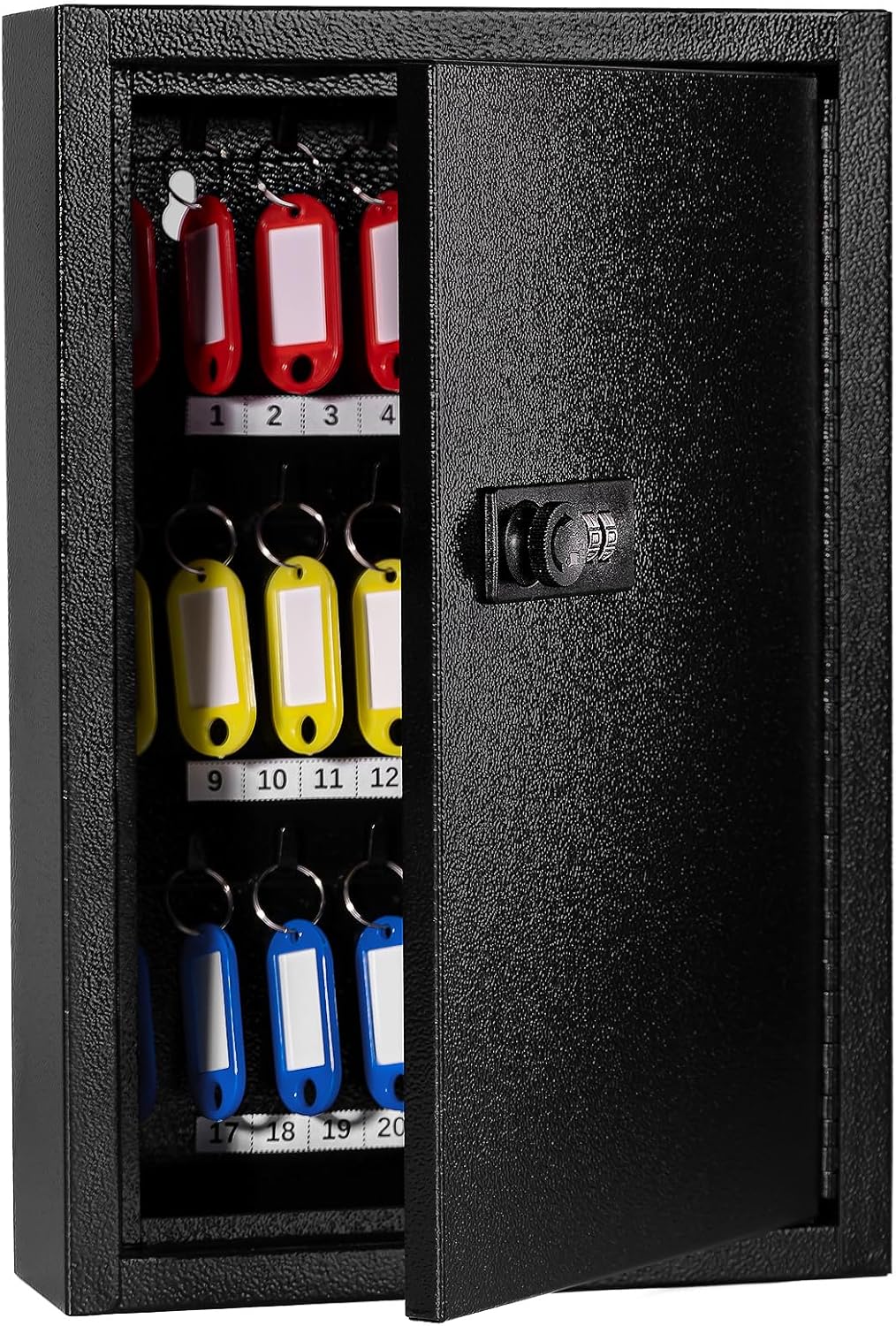 Sumerfnt Key Box Wall Mount with Code, Key Cabinet Lock Box for 40 Keys, Metal Key Storage Box with Key Tags and Number Stickers, 12.1"x 8.1" x 2.6"