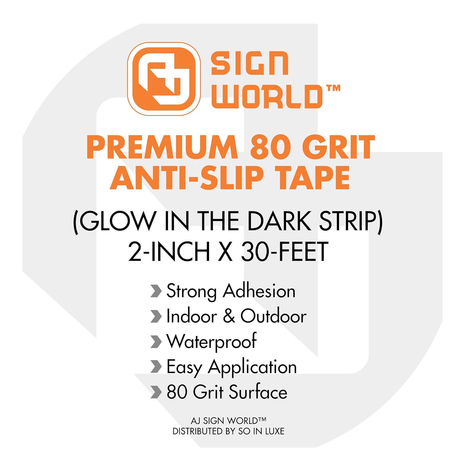 Best Anti-Slip Grip Tape, Black with Glow in The Dark Strip, 2" x 30 FT, 80 Grit, Industrial Grade, Indoor, Outdoor, Weatherproof (2-Inch x 30 Feet Roll)