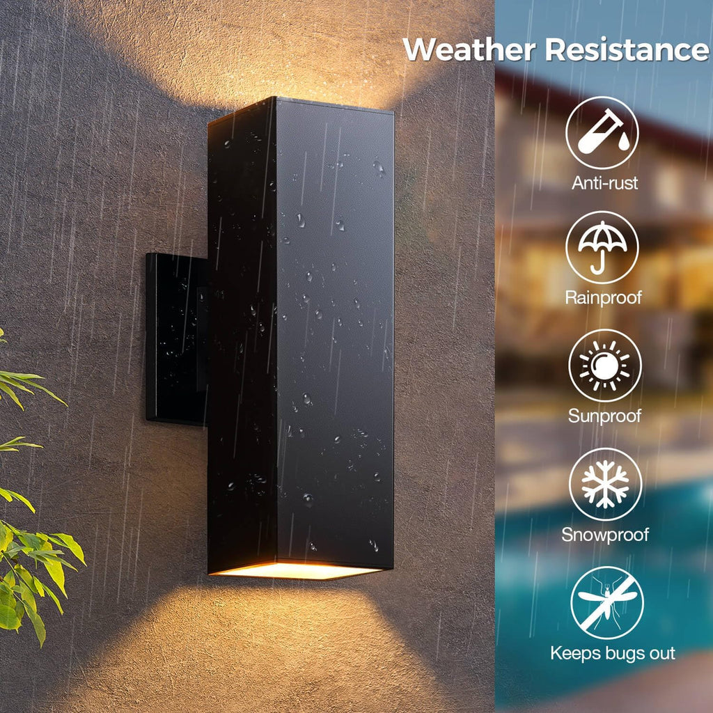 KIZON Smart Porch Lights 2 Pack, Modern Dusk to Dawn Exterior Lighting Fixtures Color Changing App Control with Remote, Dimmable RGB Outdoor Wall Lights for House Patio Garage Theater, ETL Listed
