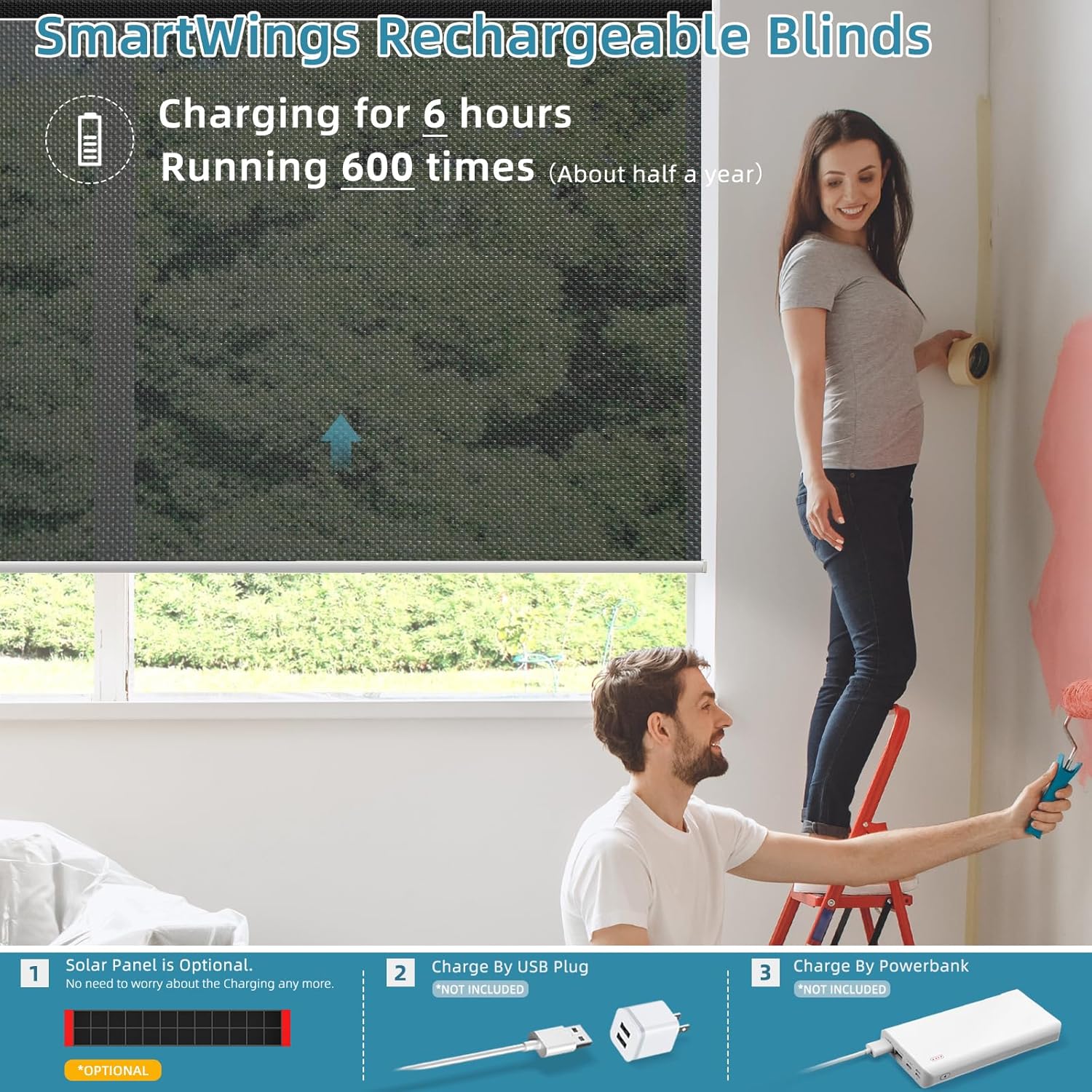 SmartWings Motorized Smart Roller Shades in Light Filtering, Electric Blinds with Remote for Windows Compatible with Alexa/Google Home/Homekit, Customized, 5% Openness Aventus Black