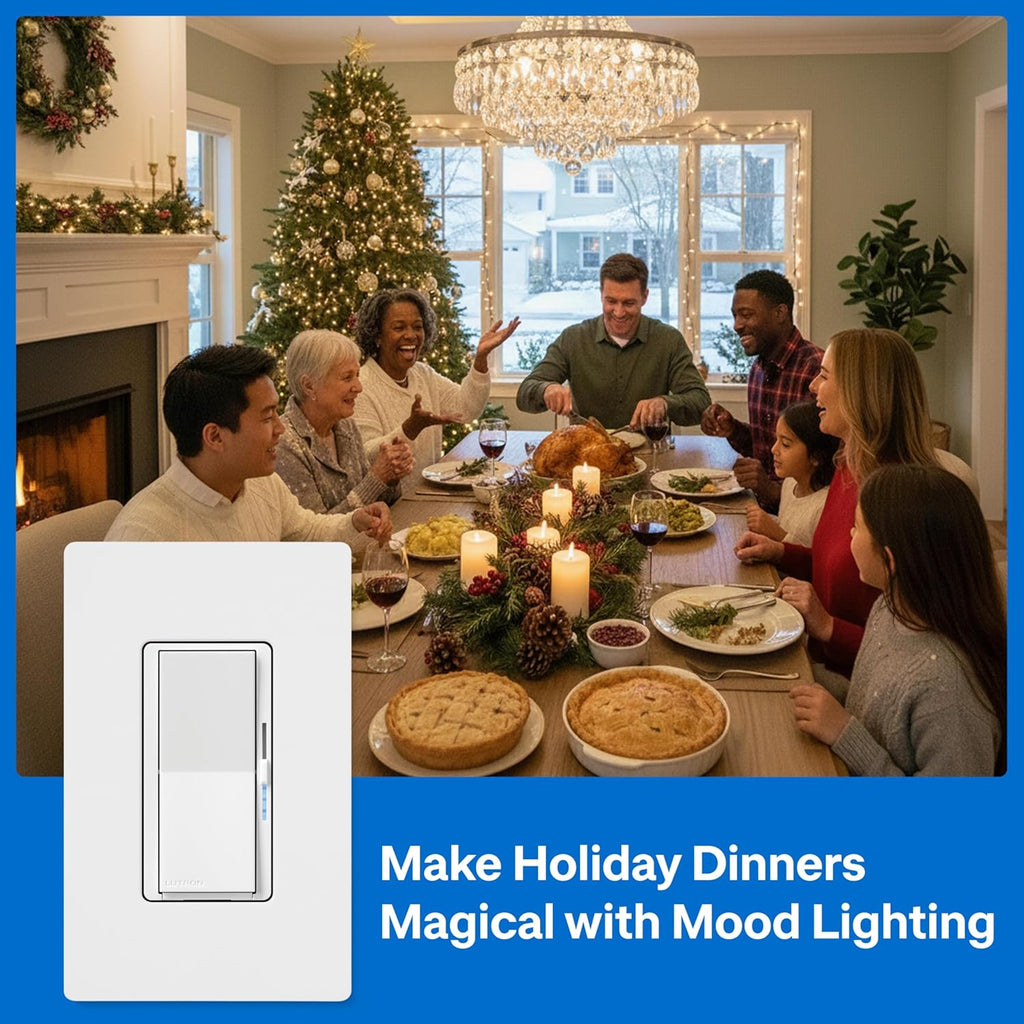 Lutron Diva Smart Dimmer Light Switch 3-Way Kit for Caseta Smart Lighting, w/Plate, Pico Remote, Wallmount Bracket, and Label Stickers, No Neutral Required, DVRF-PKG1D-WH