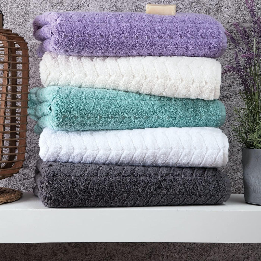 BAGNO MILANO Turkish Bath Towels, Soft Plush Jacquard Luxury Bath Towels, Quick Dry Towel Set (Black, 6 pcs Towel Set)