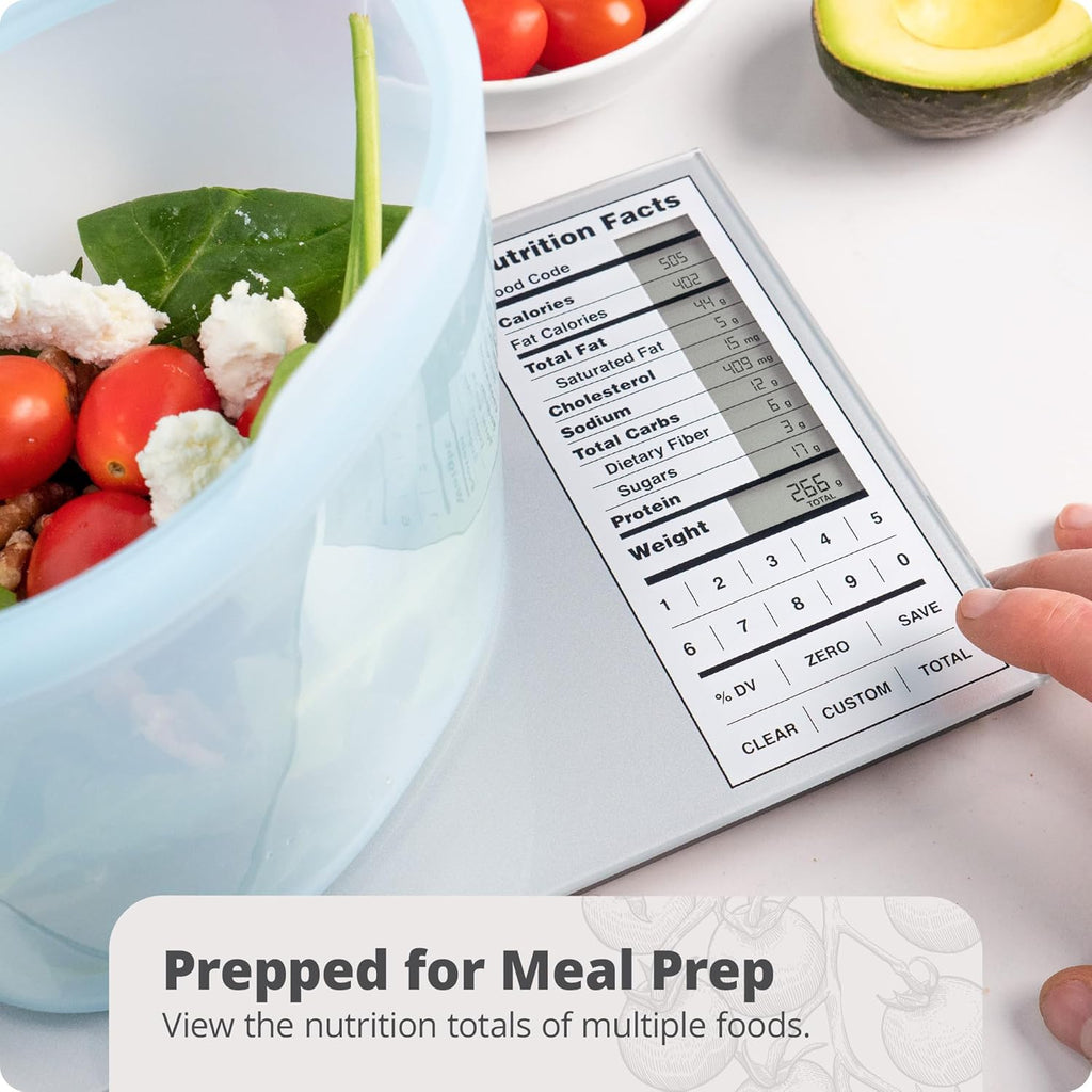 Greater Goods Nutrition Food Scale for Meal Planning and Portion Control with Food Code Booklet & App (Non-Connected, Non-Backlit Model)