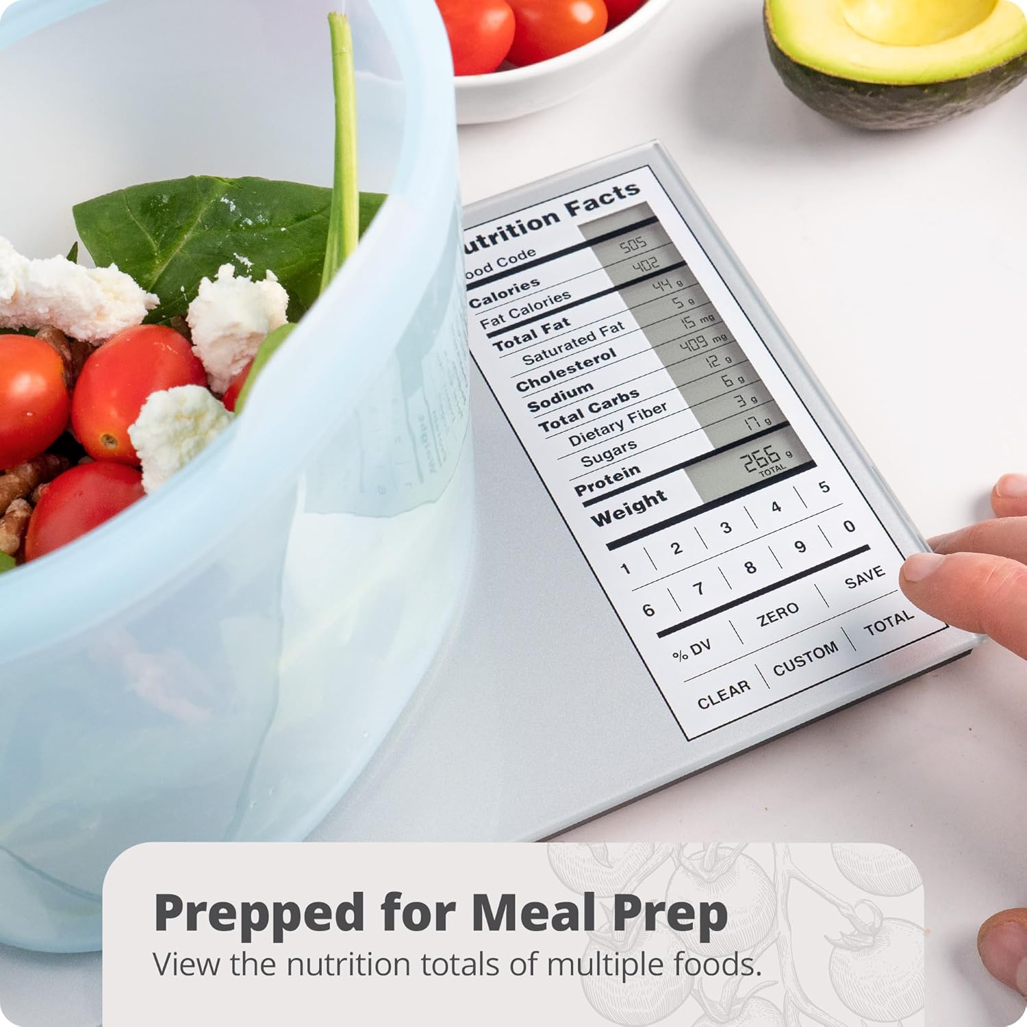 Greater Goods Nutrition Food Scale for Meal Planning and Portion Control with Food Code Booklet & App (Non-Connected, Non-Backlit Model)