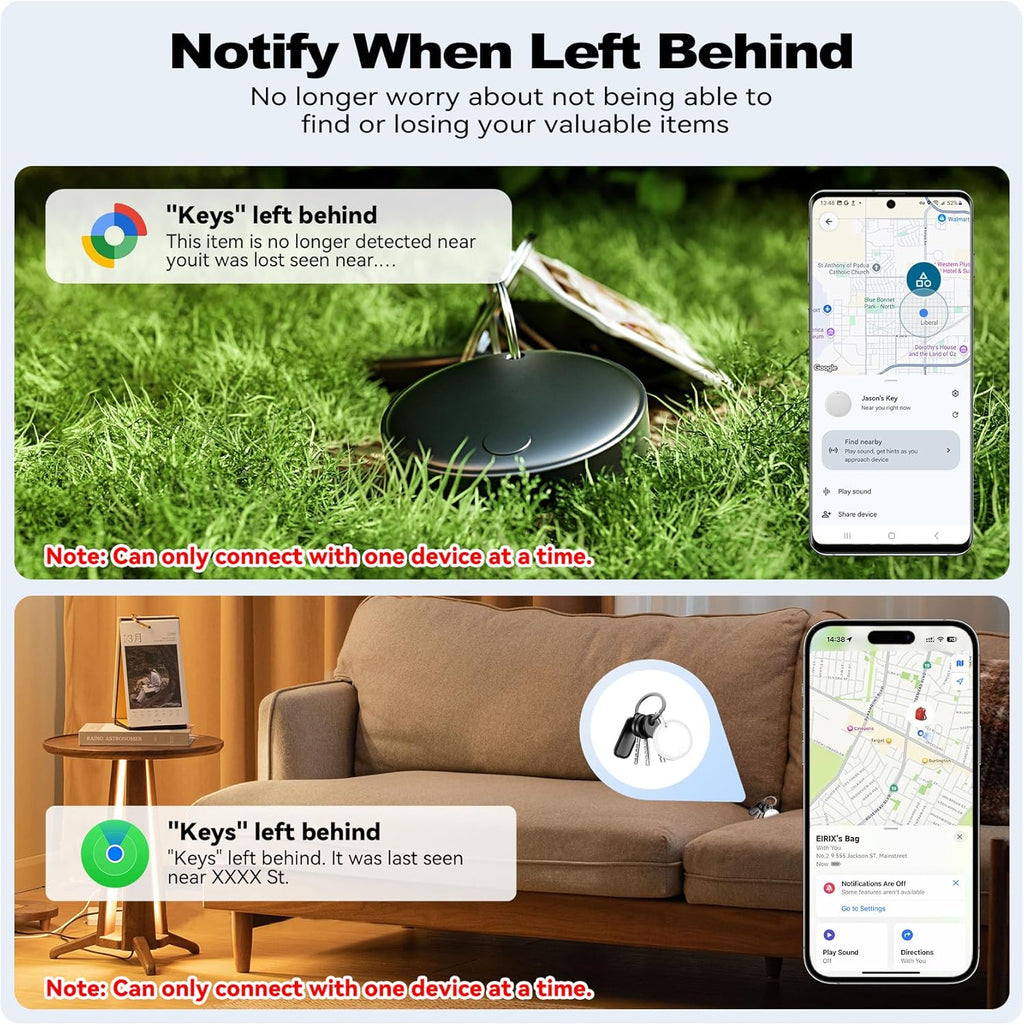 Eelexa Smart Tag Tracker, Dual System Air Tracker Tag for iOS and Android, Compatible with Apple Find My or Google Find Hub Smart Keys Finder Item Locator with Waterproof&Light (White-1Pack)