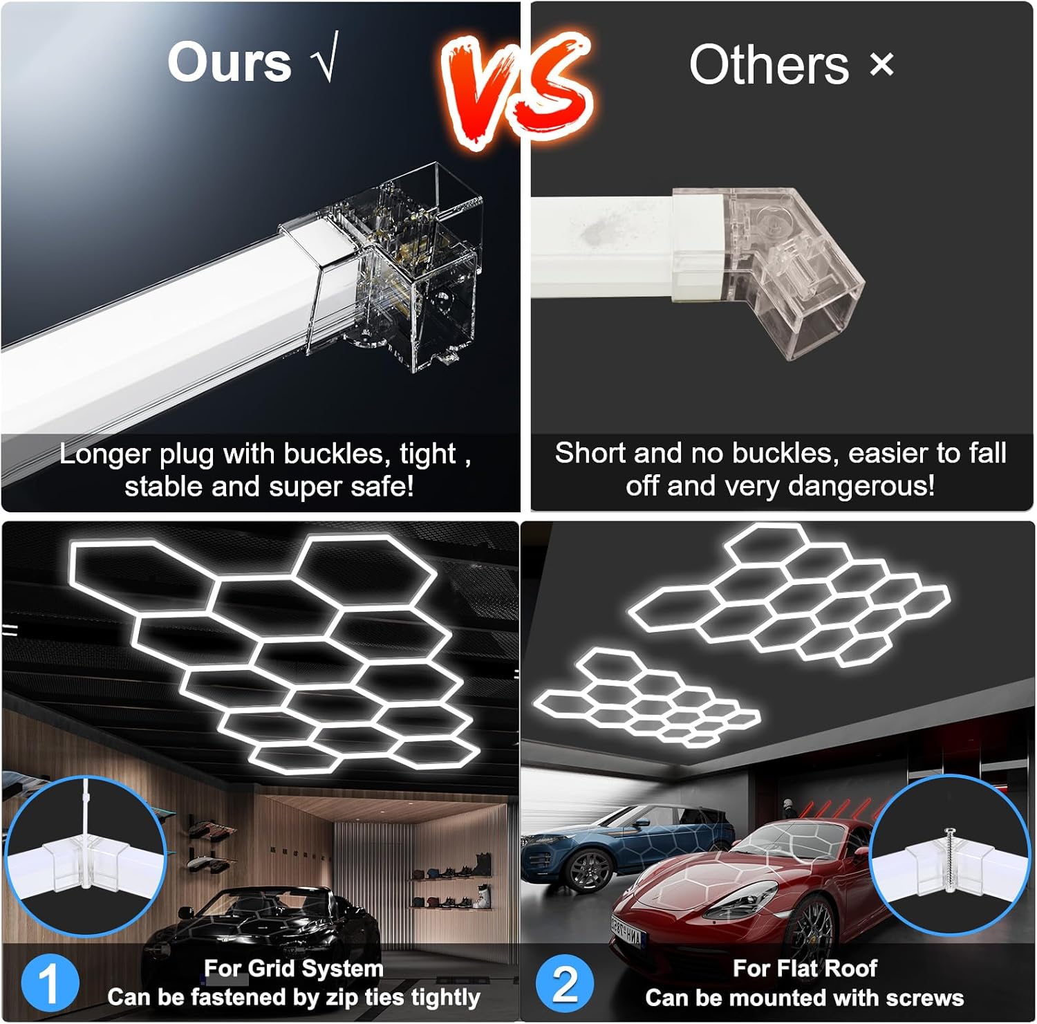 MODERN 22-Grid Hexagon LED Garage Lights, 89640 Lumens 6500K, Octagon Honeycomb Design for Garage, Workshop, Gym & Warehouse (83-Pack, White)
