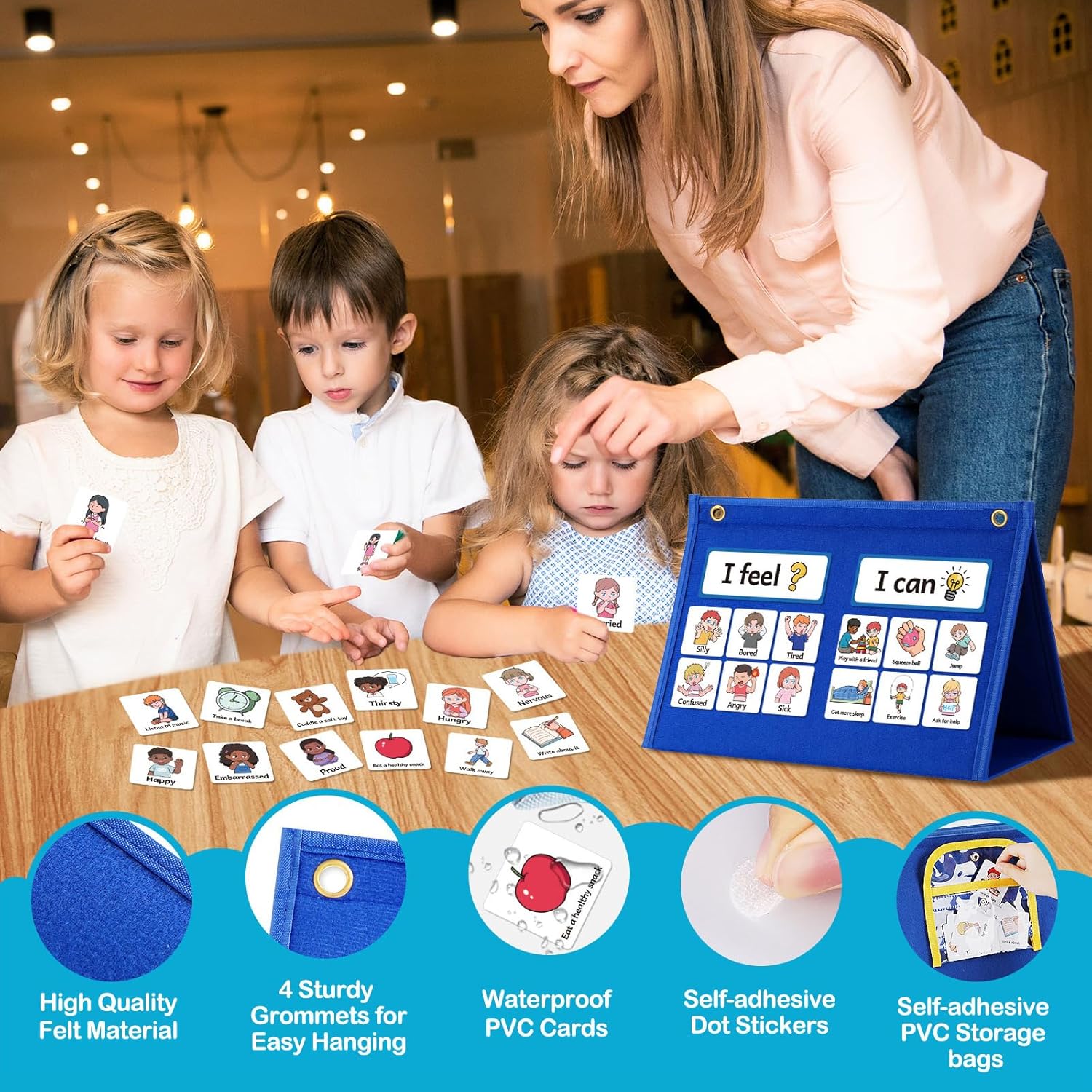 Feelings Chart, Social Emotional Learning Activities,Autism Learning Materials, ADHD Tools,Behavior Management,Anger Management Toys,Calm Down Corner Supplies for Classroom Daycare & Home