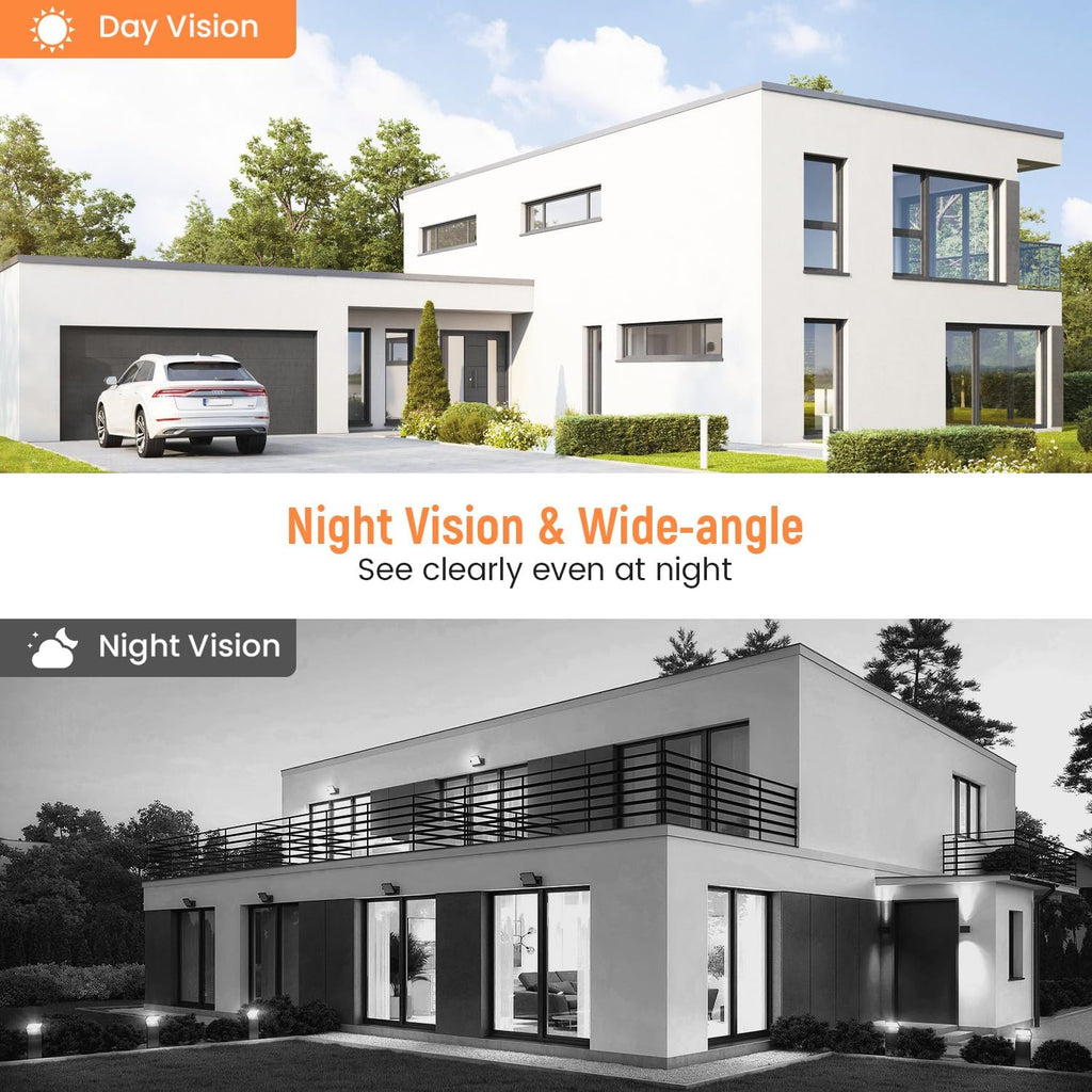 1080p Wireless Video Doorbell Camera, AI Human Detection, Live View, Night Vision, Cloud Storage, 2.4G WiFi, Battery Powered, Indoor Outdoor Surveillance (Comes with Doorbell Receiver)