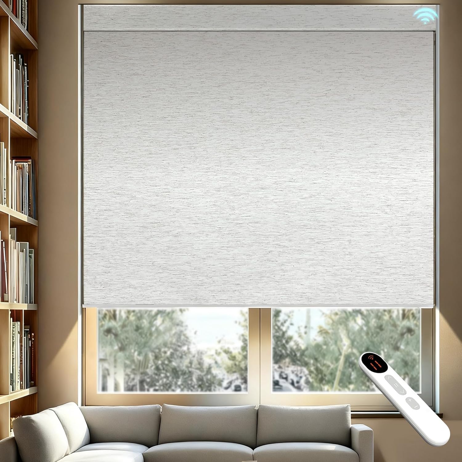 Smart Motorized Blinds – 100% Blackout Roller Shades with Remote, Alexa/Google Home/Siri Control, Matter Compatible, Wireless Rechargeable Battery, Custom Sizes for Windows & Sliding Doors