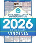Virginia 2026 Labor Law Poster – State & Federal Compliance – OSHA, EEOC, FMLA, Minimum Wage – Durable, Laminated & Waterproof Workplace Employment Poster – Made in USA – 26” x 39.5”