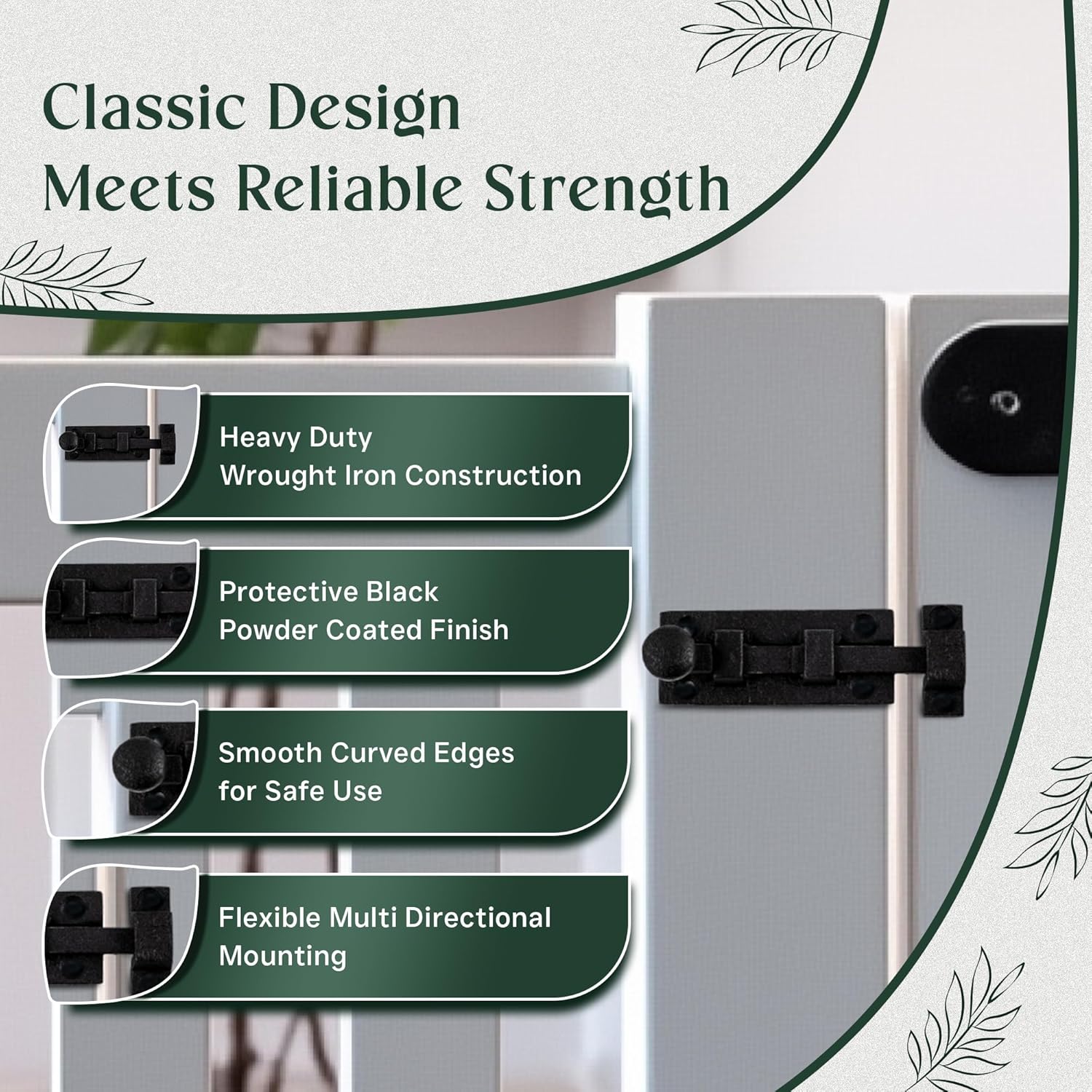 Renovators Supply Manufacturing Wrought Iron Slide Bolt - 3.5" Wide - Black - Rust Resistant Finish Pack of 3