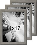 KTKDE 11x17 Picture Frame Set of 3,Grey Wooden frames, Vertical & Horizontal Wall Hanging for Wall Display,Studio Gallery Photo Frame for Photos, Posters & Art Prints
