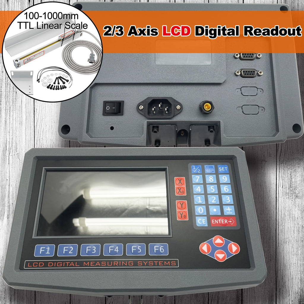 2/3 Axis Digital Readout and TTL Precision Linear Glass Scale DRO Encoder for Milling Lathe. Note:Display&Scales Sold Separately,Pls Select The Size Options! (2 Axis LCD Digital Readout ONLY!)
