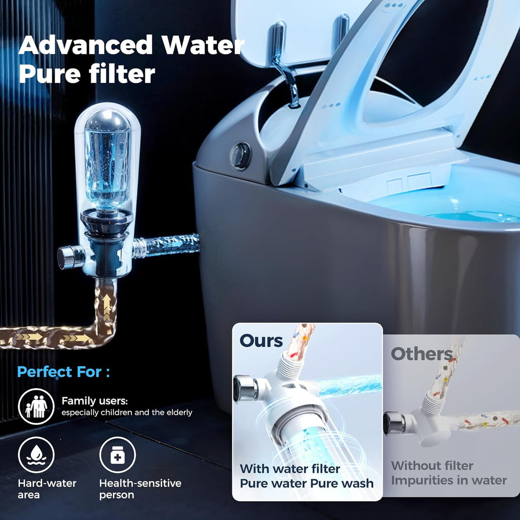 Smart Toilet with Bidet built in, Bidet Toilet with Water Filtration, Pump assisted, Auto Open/Close/Flush, Blackout Flush, Nano Self-Cleaning Glaze, Auto Deodorizer, ADA Comfort Height