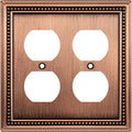 Henne Bery Sunken Pearls Heavy Duty Decorative Wall Plate Switch Plate Outlet Cover (Double Duplex, Antique Copper)