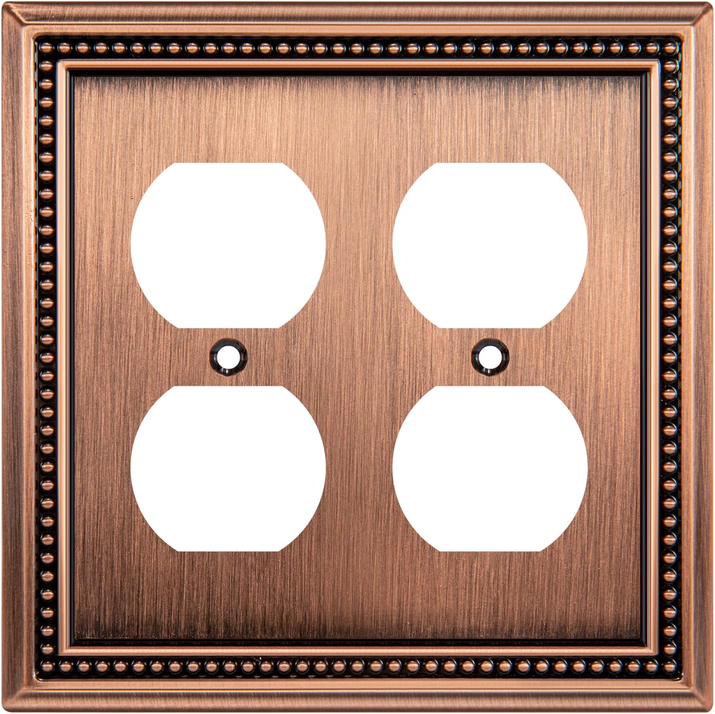 Henne Bery Sunken Pearls Heavy Duty Decorative Wall Plate Switch Plate Outlet Cover (Double Duplex, Antique Copper)