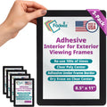 Letter-Size 8.5 x 11 Adhesive Interior for Exterior Viewing Frames - Reusable Sticker Holder Display for Windows & Doors, Paper Holder, Dry Erase, Non Acylic & Non Magnetic - Black, Pack of 5