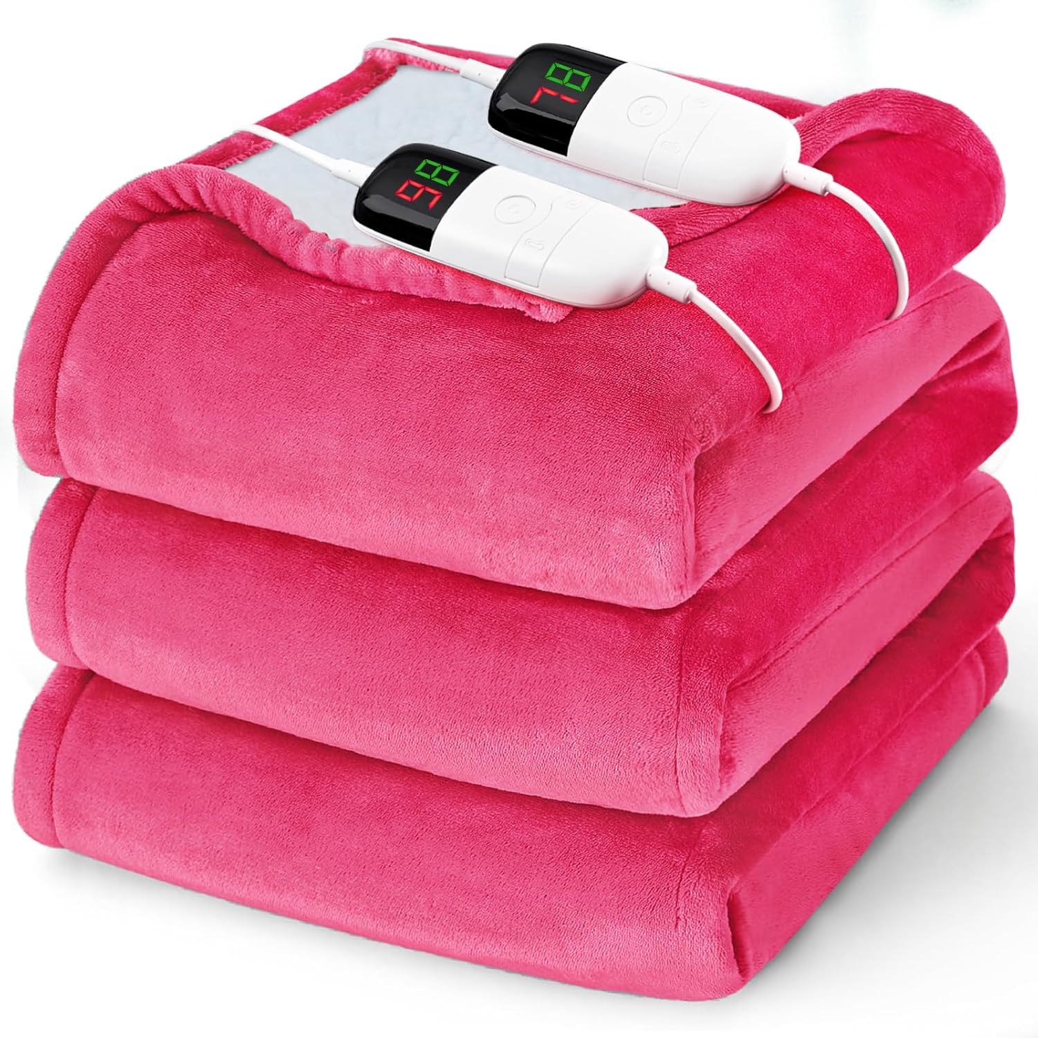 Heated Electric Blanket King Size - 90" x 100" Heating Blanket with Dual Control, 10 Heating Levels & 8 Hours Auto Off, Soft Warm Flannel Blanket, Christmas Birthday Gifts for Senior Grandma