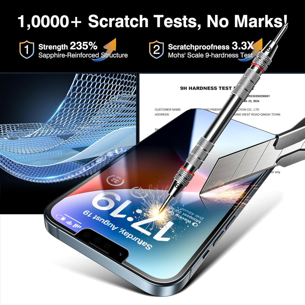 EZ-GLAZ-4+2 Pack for iPhone 14 Privacy Screen Protector[6.1 inches] With Camera Lens Protector, [Drop Protection] 9H Hardness Full Coverage Anti-Spy Tempered Glass Film, Easy to install