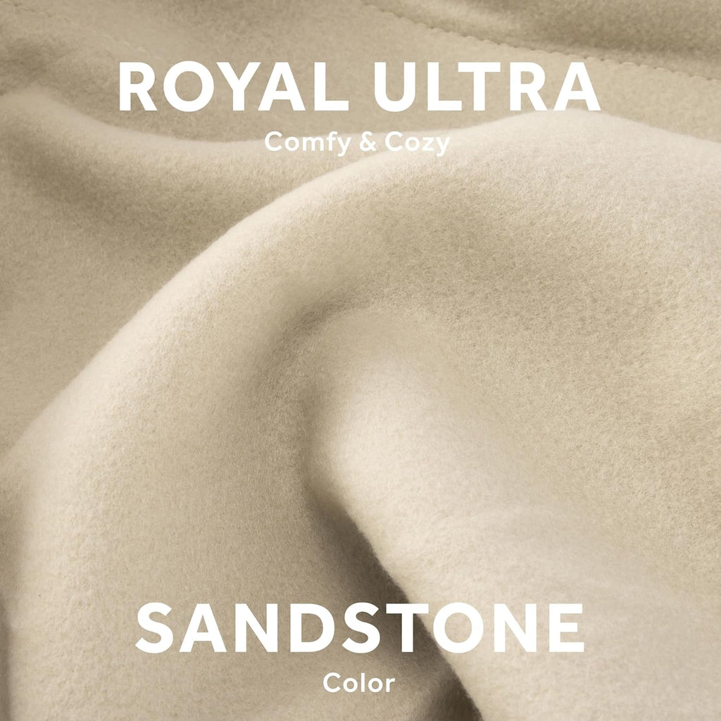 Sunbeam Royal Ultra Fleece Heated Electric Blanket Queen Size, 90" x 84", 12 Heat Settings, 12-Hour Selectable Auto Shut-Off, Fast Heating, Machine Washable, Warm and Cozy, Pebble