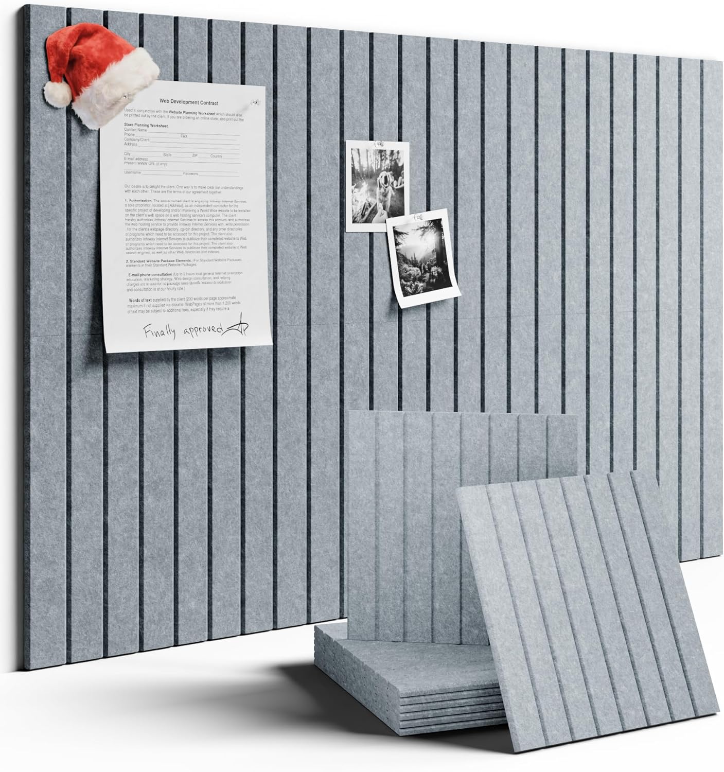 Large Felt Bulletin Board 36"x24" Cork Board Alternative - 6 Pack with 40 Safe Removable Adhesive Tabs, Cork Boards for Walls Cork Board for Home Office Classroom Pin Board-Blue Gray