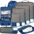 BAGAIL 4 Set/6 Set/8 Set Compression Packing Cubes Travel Accessories Expandable Packing Organizers(HalfMesh,8-Navy)
