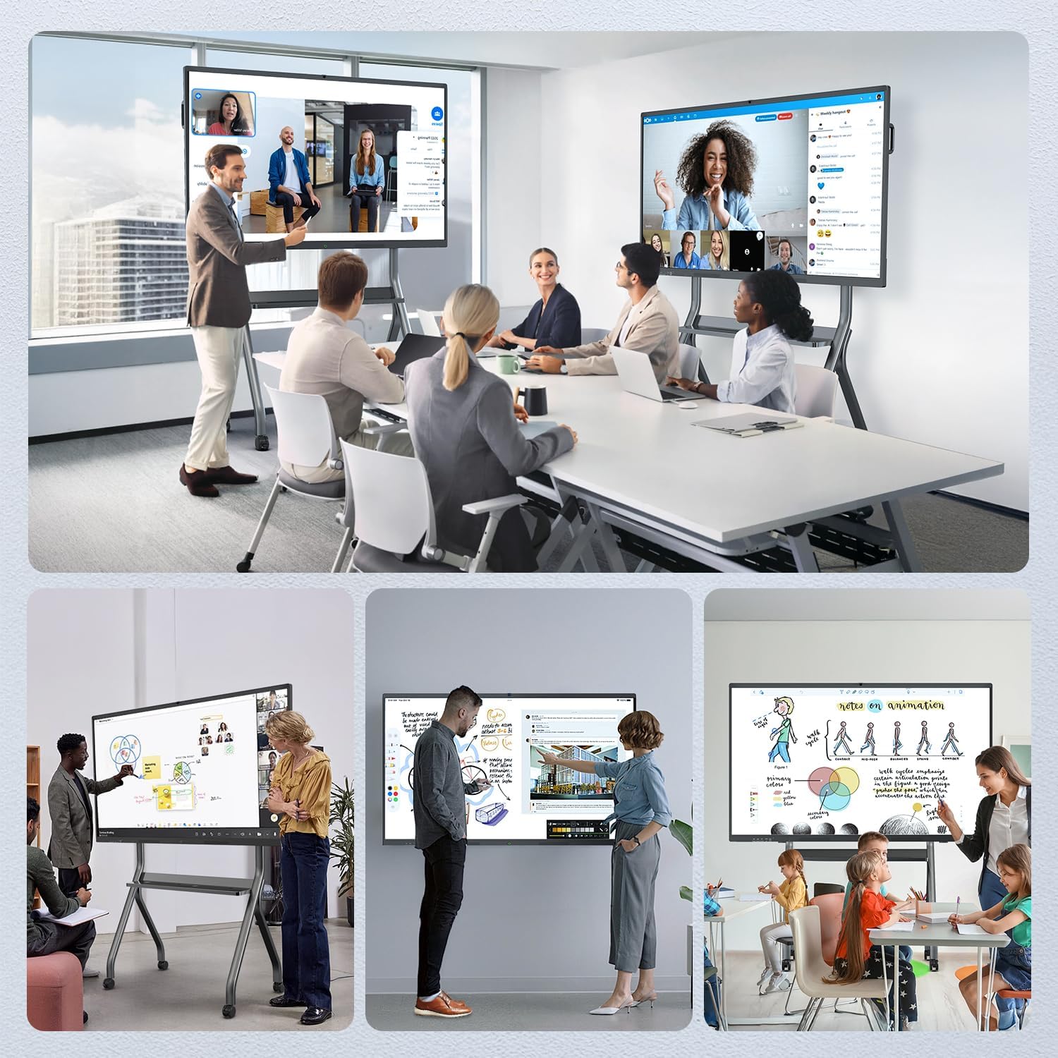 85" Smart Board, 4K UHD Interactive Board, 20-Point Touch, Android 13, 8GB & 128GB, Screen Sharing, Bluetooth/WiFi/HDMI, All-in-One Meeting & Education Solution (Wall Mount Included)