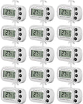 Frienda 16 Pack White Digital Fridge Thermometer Waterproof Refrigerator and Freezer Room Max/min Record Function LCD Screen Refrigerator Thermometer with Hook and Magnetic Back for Home