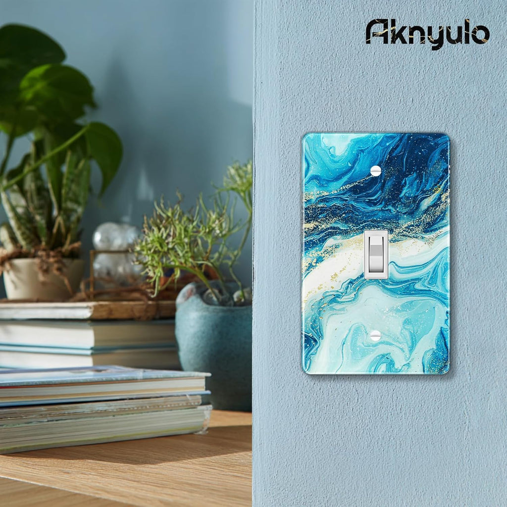 Elegant Marble Bedroom Acrylic Single Toggle Decor Light Switch Plate Cover Wall Plate Outlet Covers For Bedroom Kitchen Home Decorative