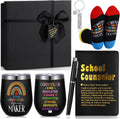 6 Pcs School Counselor Appreciation Gifts for Men Counselor Thank You Gifts 12 oz Stainless Steel Cup Socks Keychain Pen Notebook Box for School Counsellor Guidance Counseling Teacher