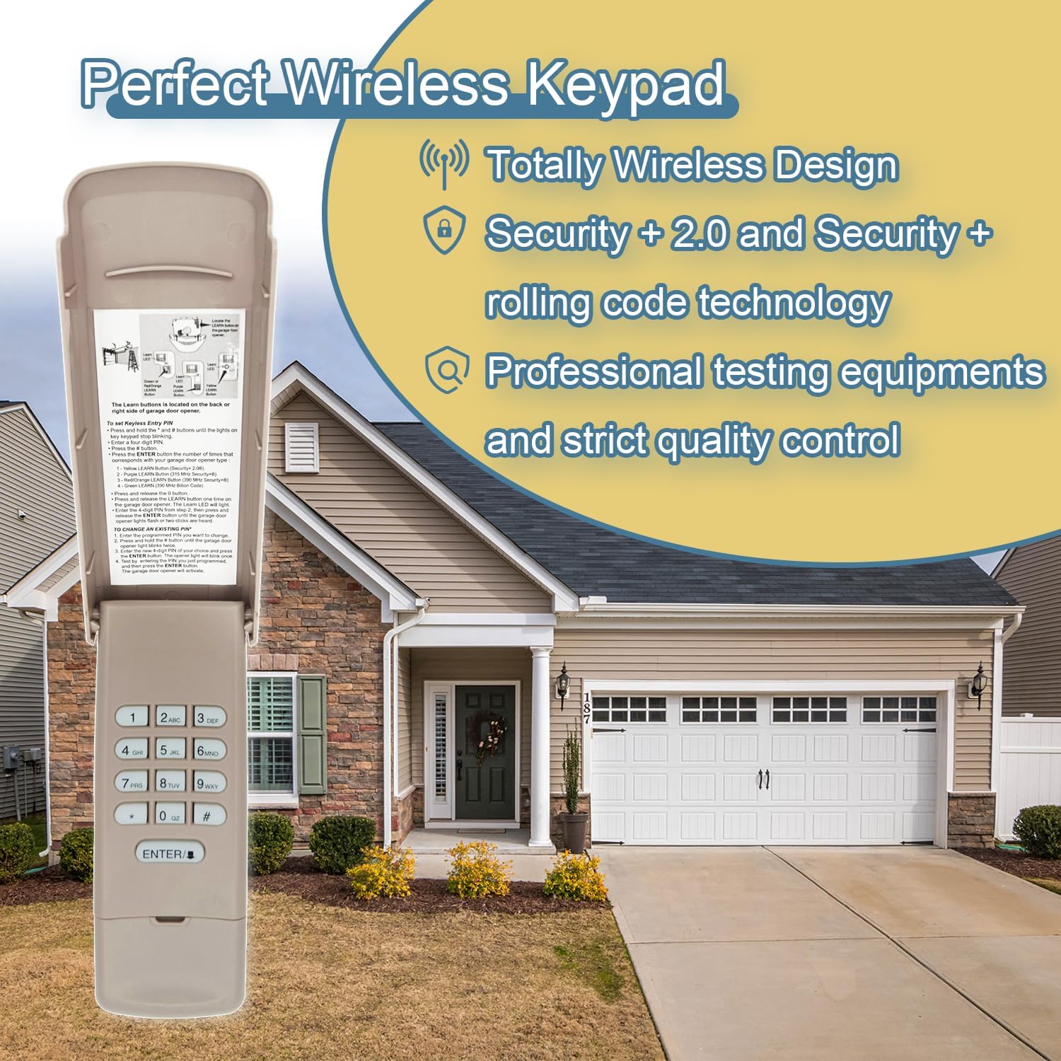 Garage Door Opener Wireless Keyless Keypad, Compatible with 877MAX, G940EV-P2, 878MAX, 377LM, 977LM, 877LM, 66LM,Replacement for LiftMaster, Chamberlain, Craftsman