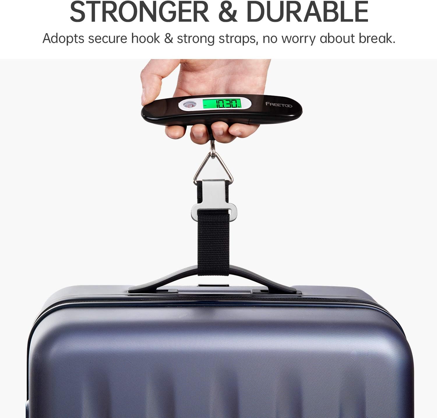 FREETOO Luggage Scale Portable Digital Hanging Scale for Travel, Suitcase Weight Scale with Superior Piano Lacquer 110 Lb/ 50Kg Capacity, Battery Included