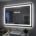 Antok 30X40 LED Bathroom Mirror with Lights, Vanity Mirror for Wall with Black Frame, Touch Control, Anti-Fog, Dimmable Lights, Shatter-Proof, Memory Function, Wall-Mounted Vanity Mirrors