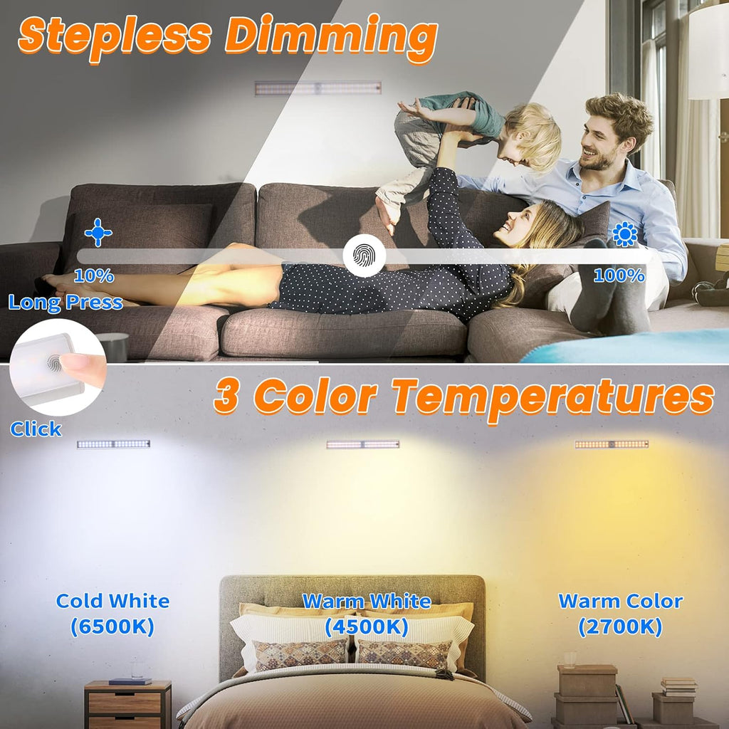 Under Cabinet Lights Motion Sensor Light Dimmable, 80 LED Closet Light Rechargeable Magnetic Under Cabinet Lighting, Under Counter Lights for Kitchen, Wardrobe, 1-Pack
