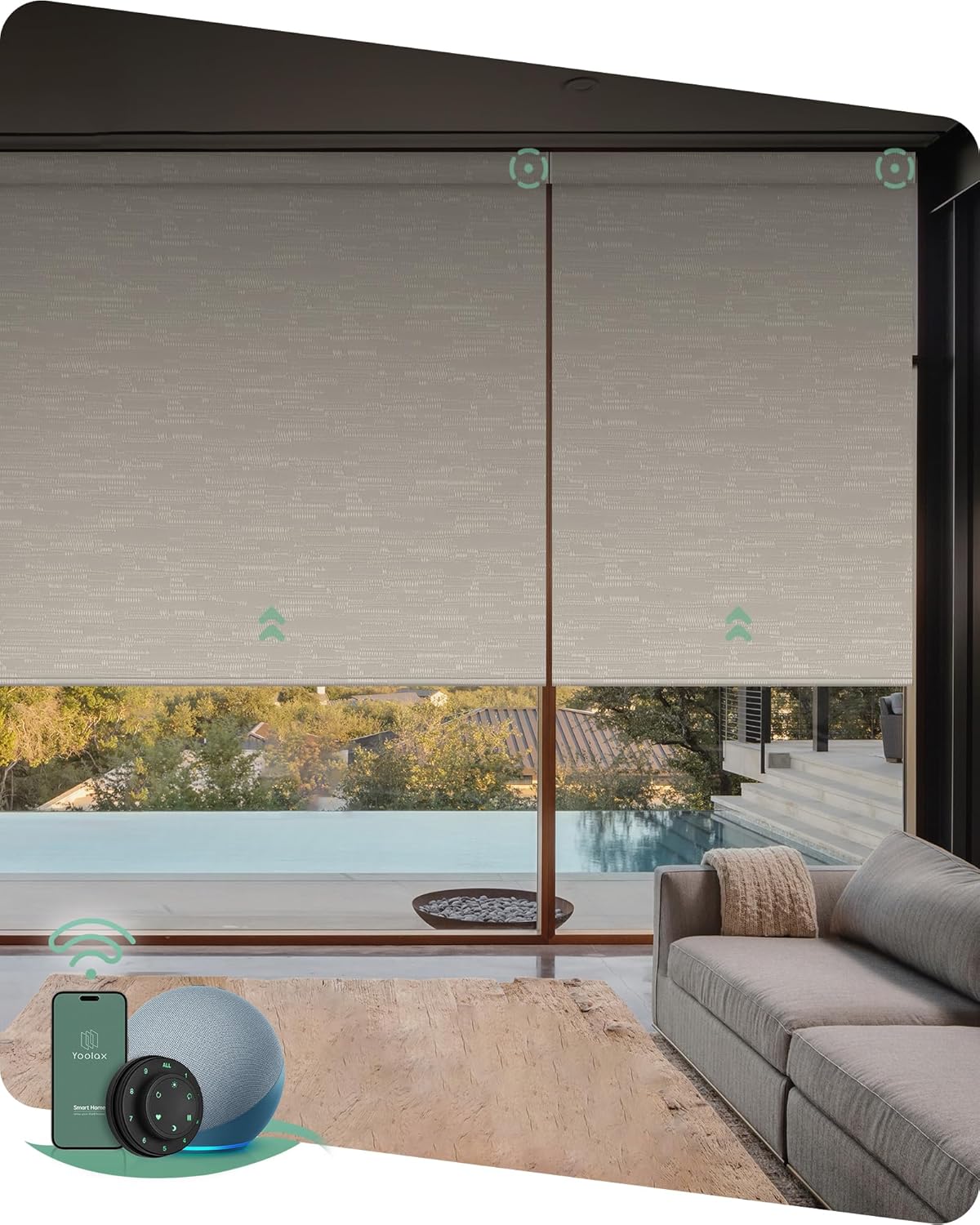Yoolax Motorized Blinds with Remote, Smart Blinds for Windows Blackout Automatic Shades Work with Alexa Remote Control Roller Window Shades with Valance, Custom Size (Jacquard Coffee)