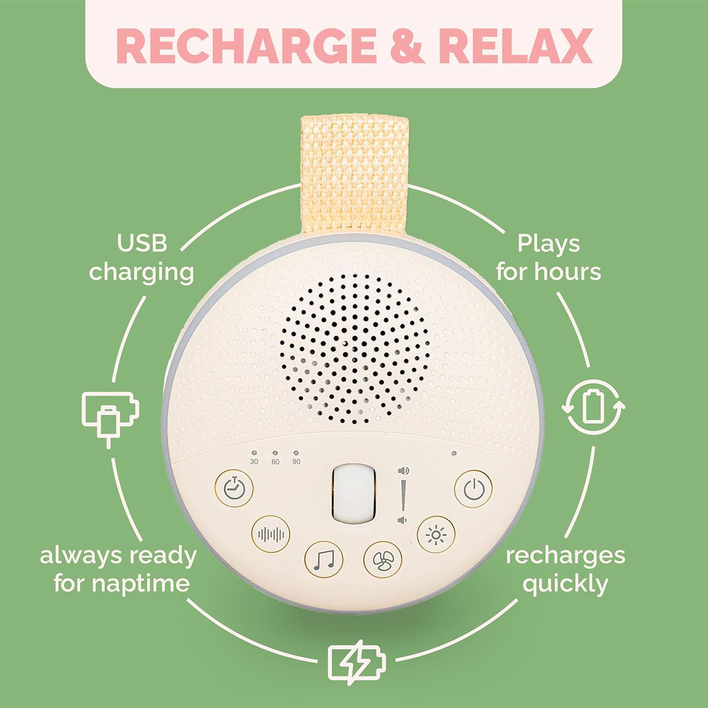 Colic Baby Relief White Noise Sound Machine - Rechargeable Sound Machine for Baby Gas Relief Newborn, Portable with Long Battery Life, 21 Soothing Sounds, Gentle Night Light & Auto Timer